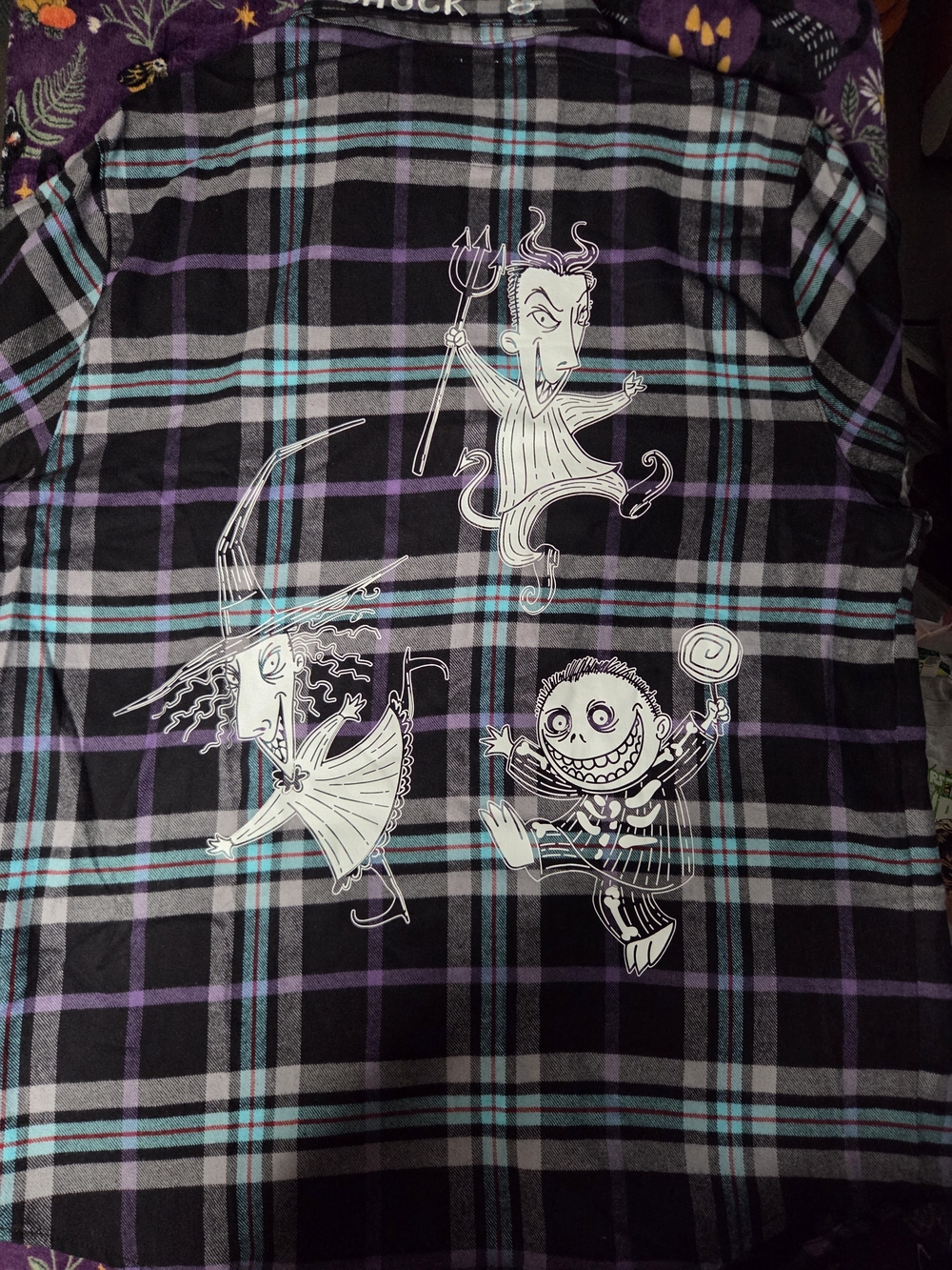 Disney Cakeworthy The Nightmare Before Christmas Oogie Boogie Boys Flannel Shirt